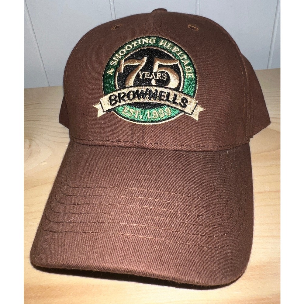 Brownells 75 Years Shooting Heritage Hat Brown Cotton Baseball Cap Adjustable